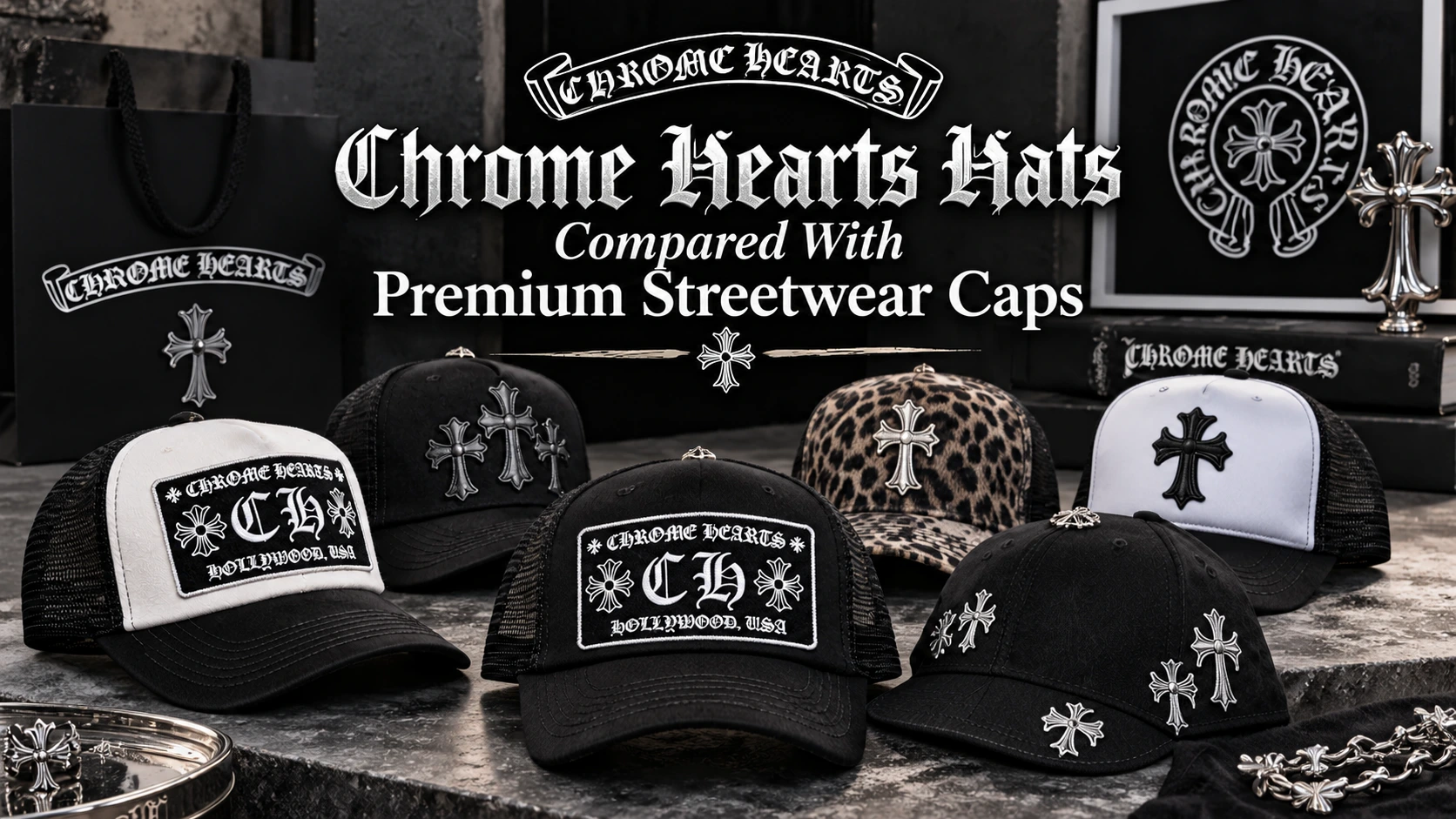 Chrome Hearts Trucker Hats for Creative Streetwear Photography