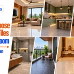 Tile designs for every room in Indian homes, including living room, kitchen, bedroom, bathroom, balcony and outdoor areas.